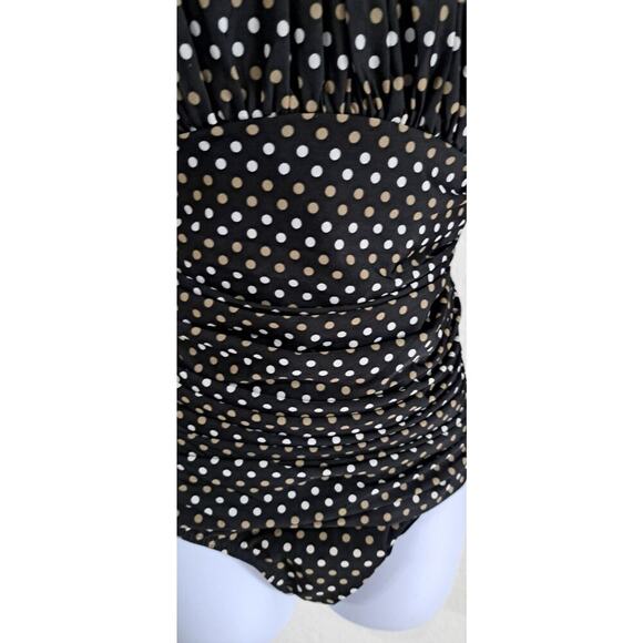 Miraclesuit Rialto 1-PC Swimsuit Spot On 16-18 Black Olive Polk-a-dot Ruched - Picture 5 of 12